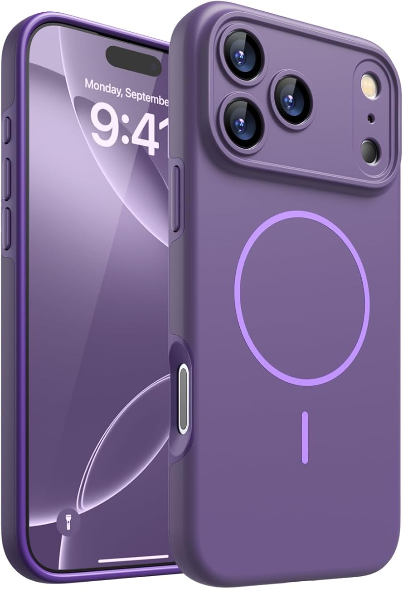 Magnetic for iPhone 17 Pro Case, [Matte Solid Color] [Full Camera Protection] Protective Case for iPhone 17 Pro - Deep Purple