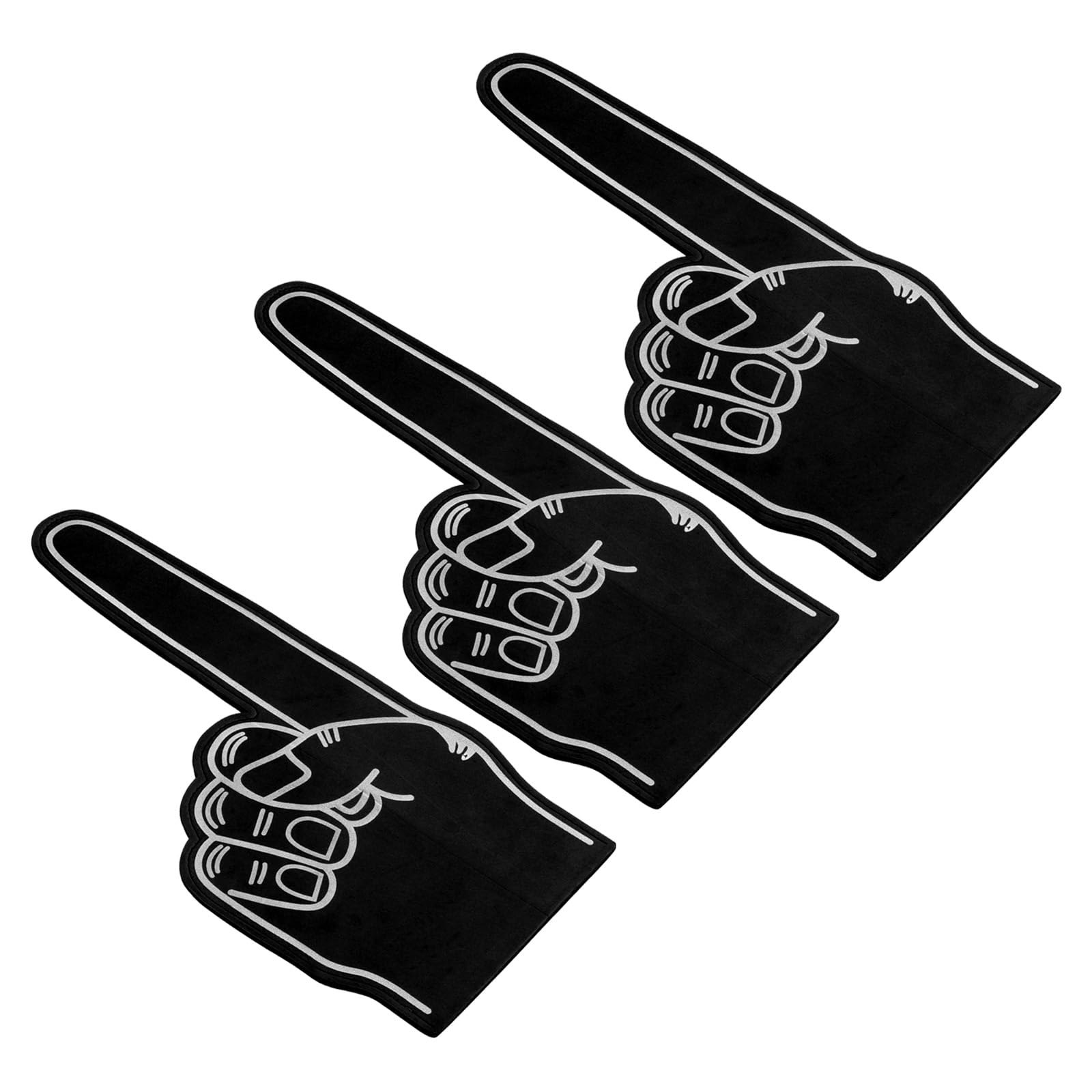 PATIKIL Giant Foam Finger 18 Inch, 3 Pack EVA Number 1 DIY Blank Foam Hand Cheerleading for Sports Events Spirit Games Party, Black