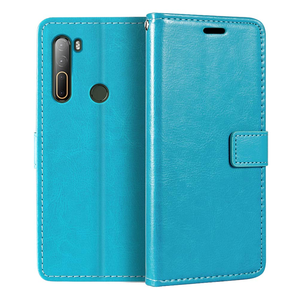 Custodia Flip in Tessuto Oxford e Pelle PU Compatibile con HTC U12 Life, Cover Protettiva con Chiusura Magnetica e Tasche per Carte (Grigio