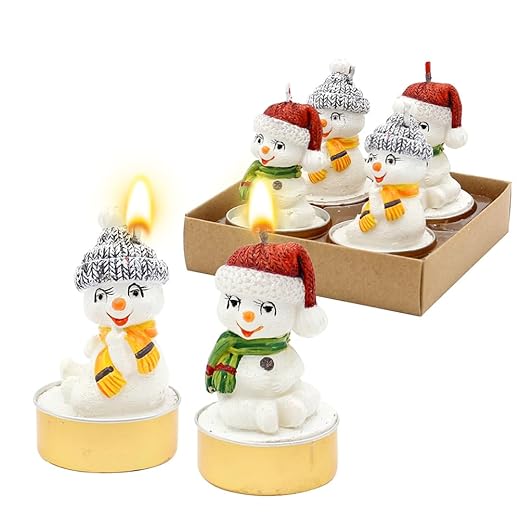 Dekohelden24 Tealight candles snowman set – 4 x 4 x 6 cm