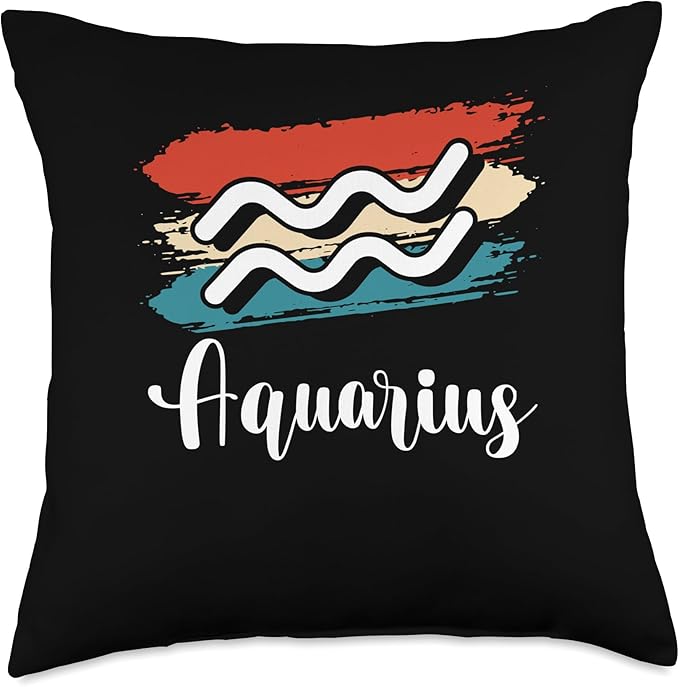 Zodiac Designs Constellation Starry Sky Vintage Retro Aquarius Zodiac Sign Star Constellation Throw Pillow, 18x18, Multicolor