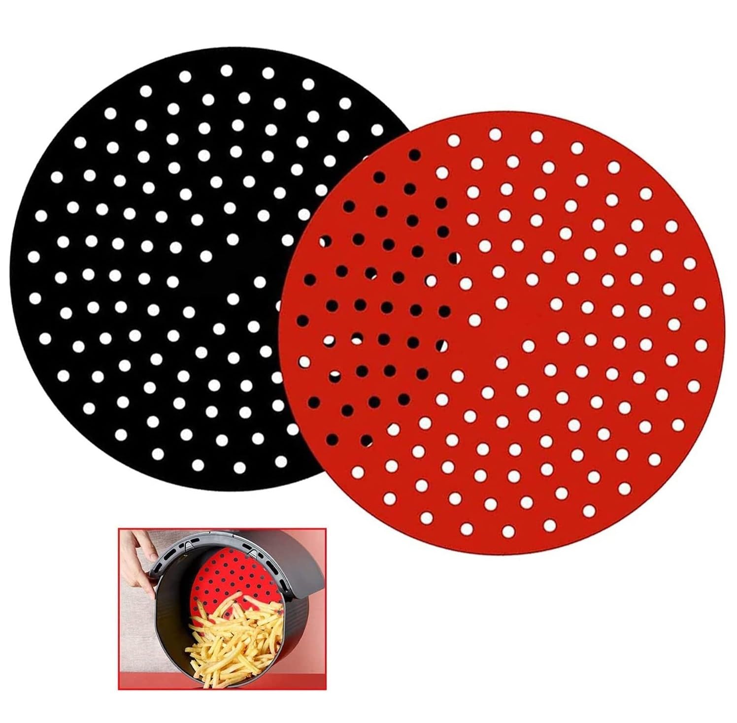 TAPAHPRIYAY Air Fryer Silicone Baking Tray Silicone Air Fryer Liners Sheet, Air Fryer Accessories, Round re usable Air Fryer Oven Liner Sheet Silicone Heat Resistant (2 pcs Round Silicone Sheet) (B0CRL2NMGP) Amazon Price History, Amazon Price Tracker
