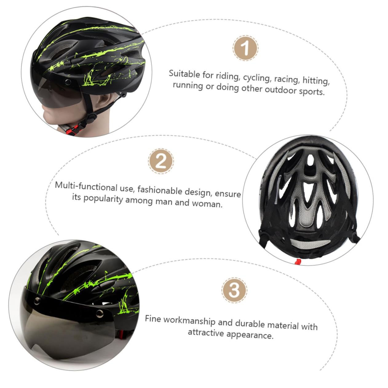 BESPORTBLE casco biciclette bike bicicleta ventilatoe ciclismo ciclomotore scooter caschi da occhiali caschetto antinfortunistico berretto da bici da corsa