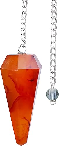 YATSKIA Péndulo de cristal de cornalina para decoración de altar de radiestesia Reiki, péndulos de piedra de chakra, cristales de adivinación,