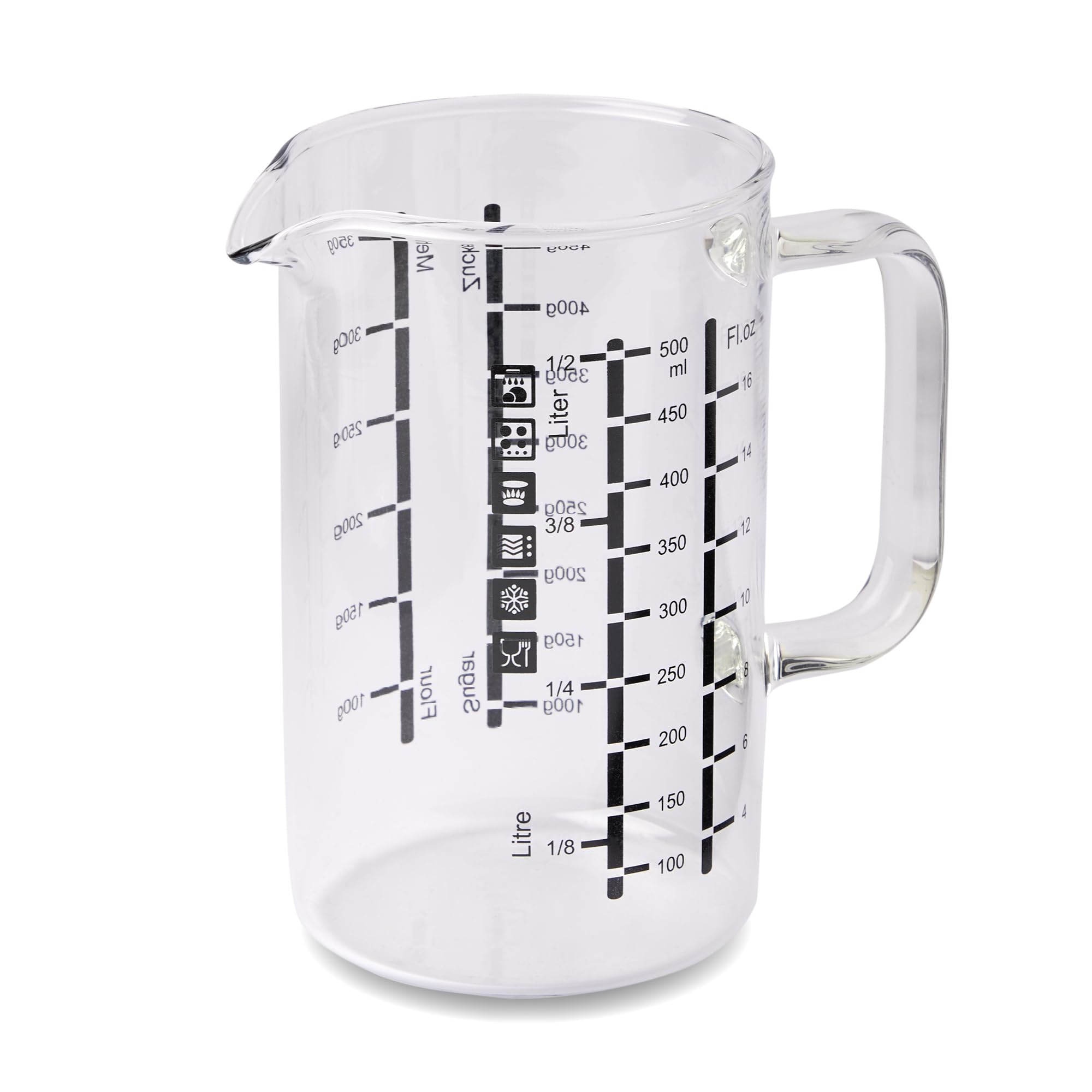 wenco Glas-Messbecher – 500 ml, mit zwei Skalen, hitzebeständig, spülmaschinengeeignet