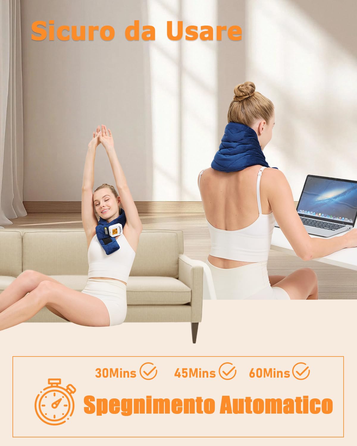 JOBYNA Cuscino Riscaldante senza Fili per Collo, Massaggiatore Portatile 5000 mAh, Termoforo Elettrico Per Sollievo Dal Dolore, 3 Livelli Vibrazione, 40-60 ℃ e Spegnimento Automatico