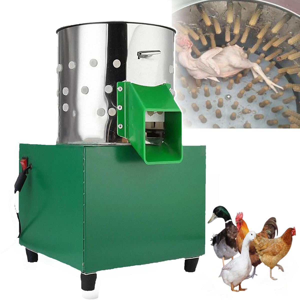 Máquina automática de desplumado de pollo de acero inoxidable para aves de corral, pavo, pato, granja, desplumado