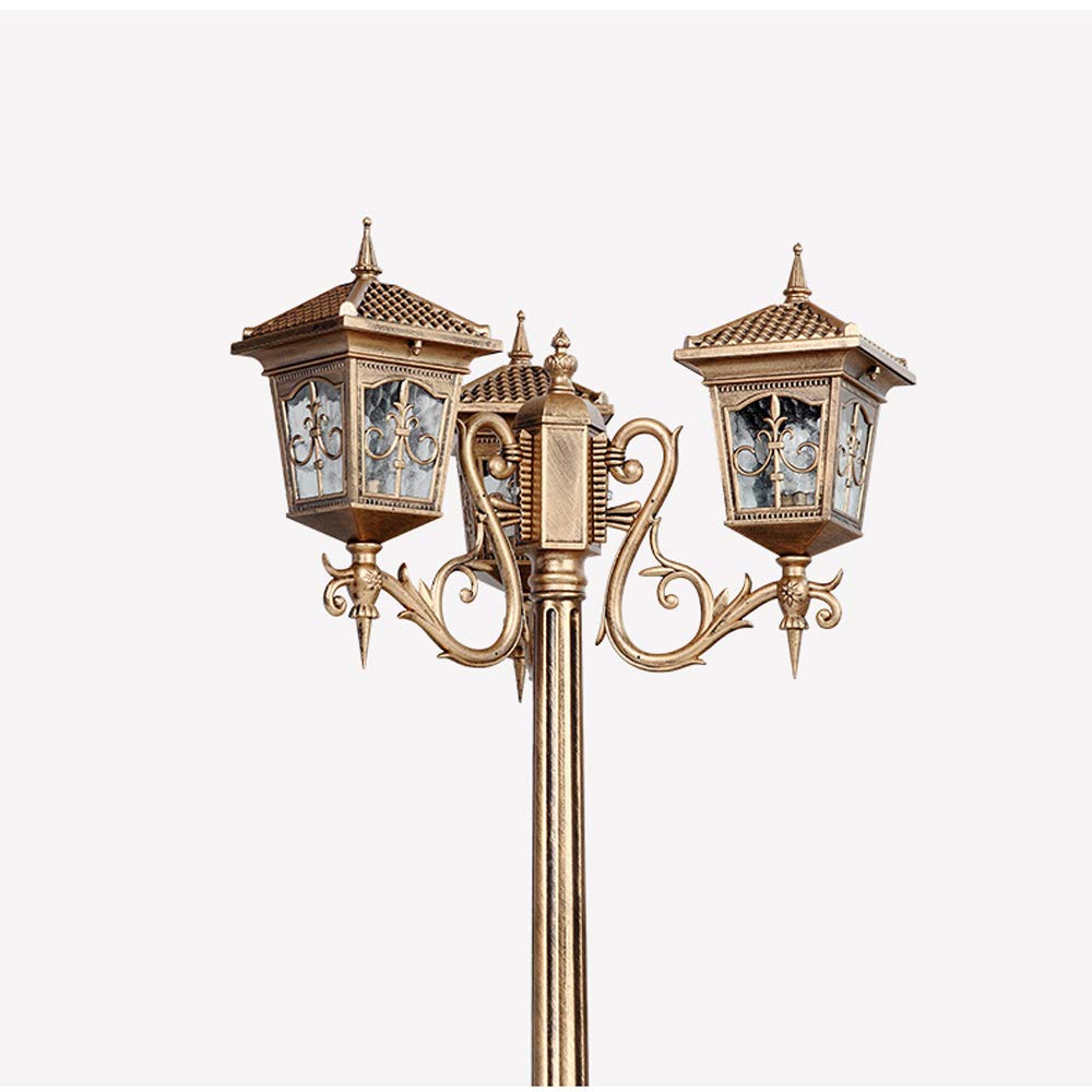 Luces de calle al aire libre LED 3 * Lámparas Villa Retro Luz impermeable Comunidad Exterior Paisaje Poste Linterna de poste de jardín Camino de jardín Lámpara de estilo europeo Luces de terraza,