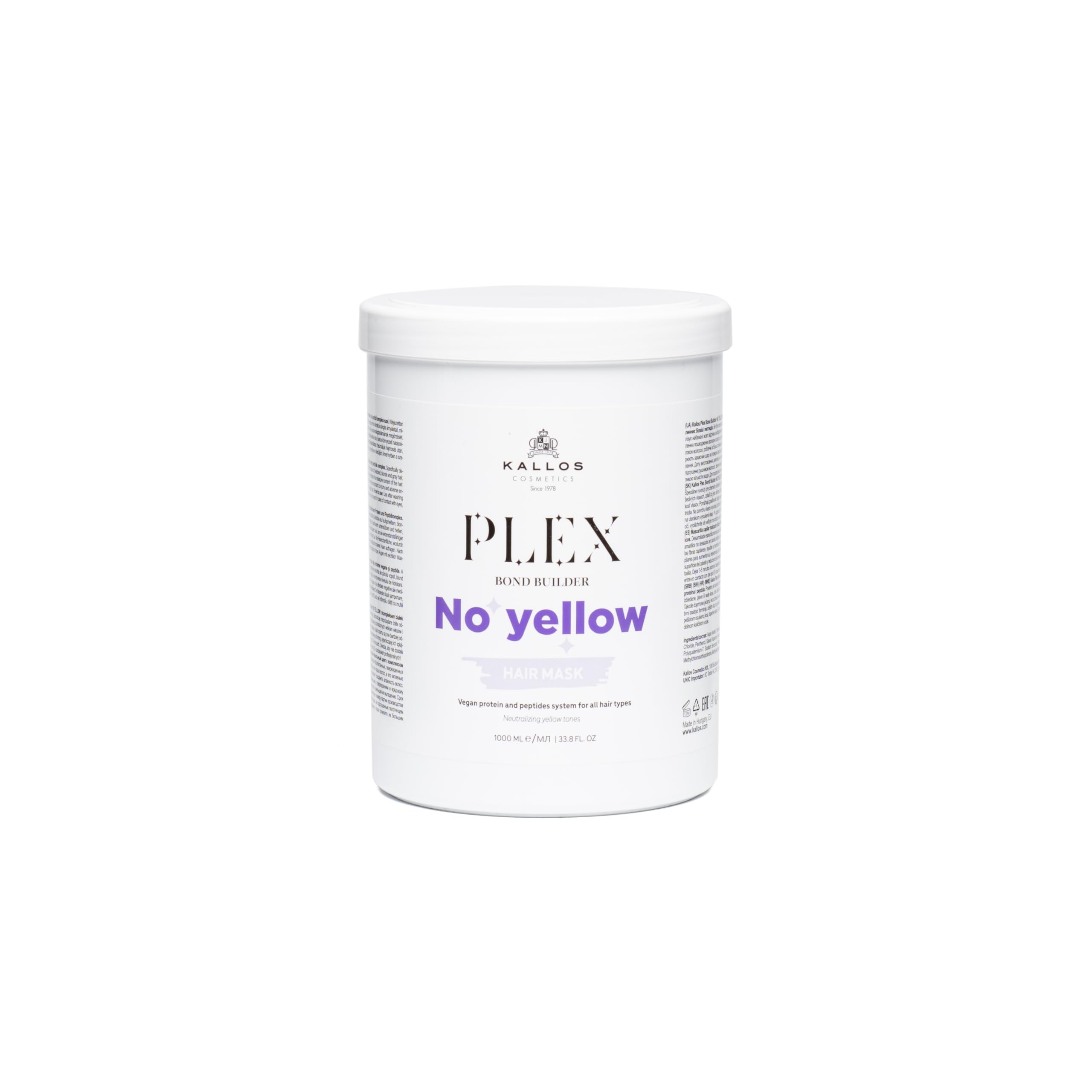 Kallos Cosmetics Plex Neutralising Purple Hair Mask Blonde Toner, 1L