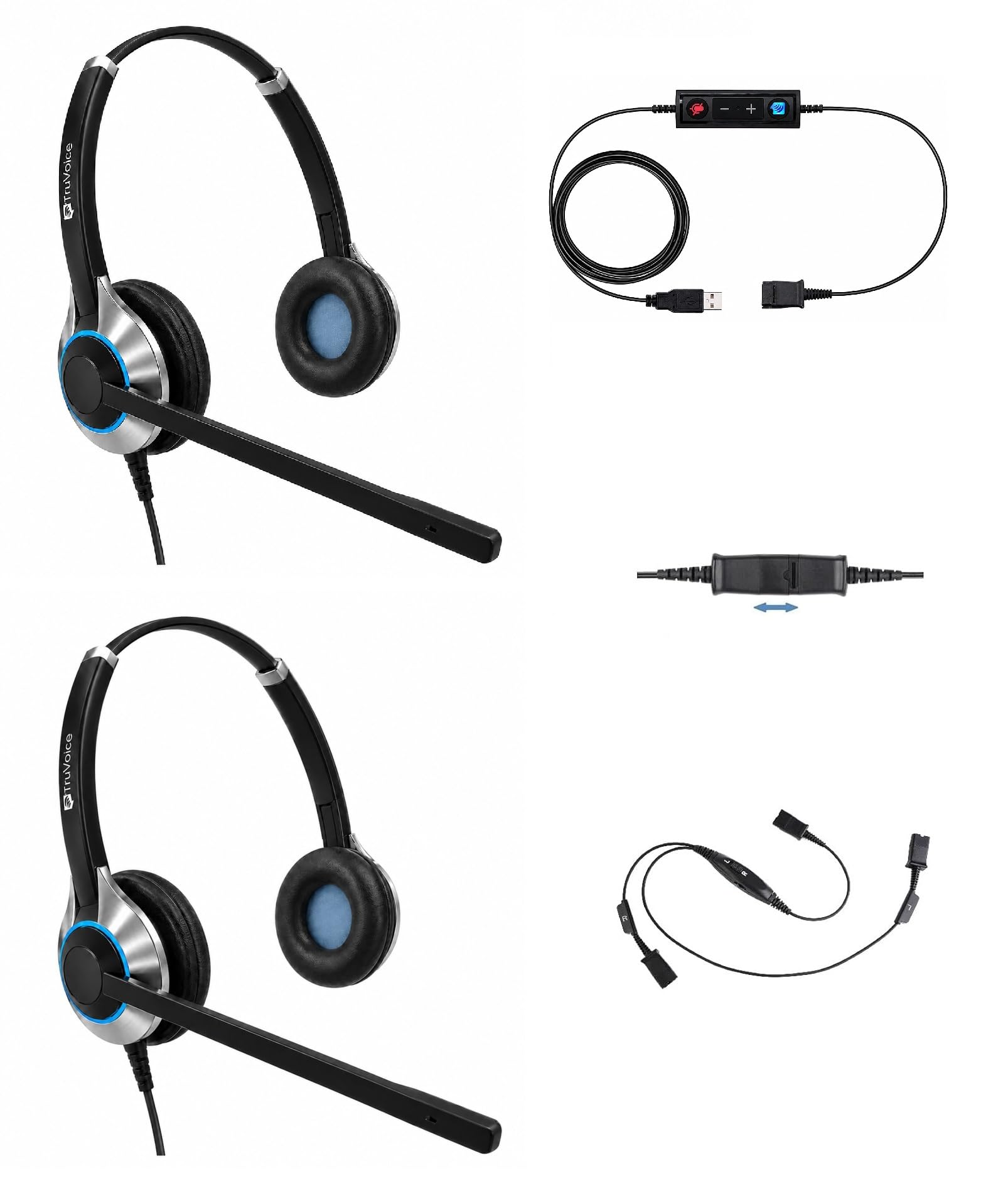 TruVoice Agent Premium USB Computer Headset Training Solution (Includes 2 x HD-550 Headset with Noise Canceling Microphone, USB Cable and Training Y Cable)-image-44