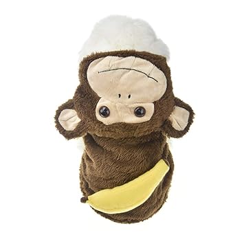Monkey Halloween Costume Outfits for Small Dog Funny Pet Coat Jacket Clothes in Cold Weather (M, Brown Monkey)