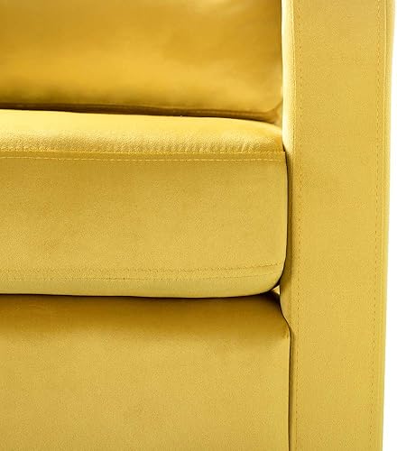 Miniatura 6 de HULALA HOME Silla decorativa de terciopelo con patas de metal dorado, sillón tapizado moderno y cómodo con cojín trasero extraíble, sillón