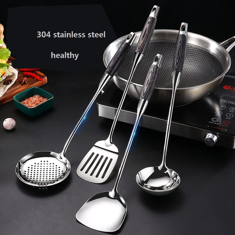 3 Piezas Utensilios de Cocina de Acero Inoxidable, Juego de Utensilios de Cocina, Espátula de Cocina, Cuchara Ranurada