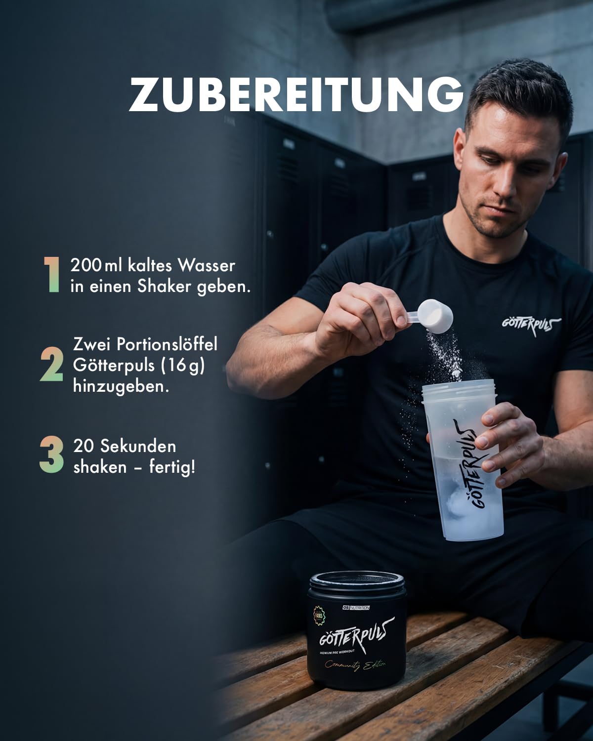 Götterpuls Pre Workout 400g COMMUNITY EDITION 2024 Saures Fruchtgummi | Mit L-Citrullin, Arginin AKG, Beta-Alanin & L-Tyrosin – 200mg Koffein – Für Fitness & Kraftsport – 25 Portionen