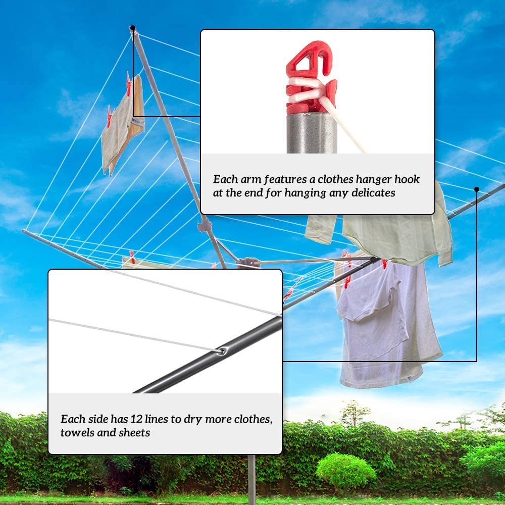 Buy tradefirst 60m Heavy Duty Rotary Clothes Airer, Folding 4 Arm Rotary Washing Line, Portable Buy tradefirst 60m Heavy Duty Rotary Clothes Airer, Folding 4 Arm Rotary Washing Line, Portable
