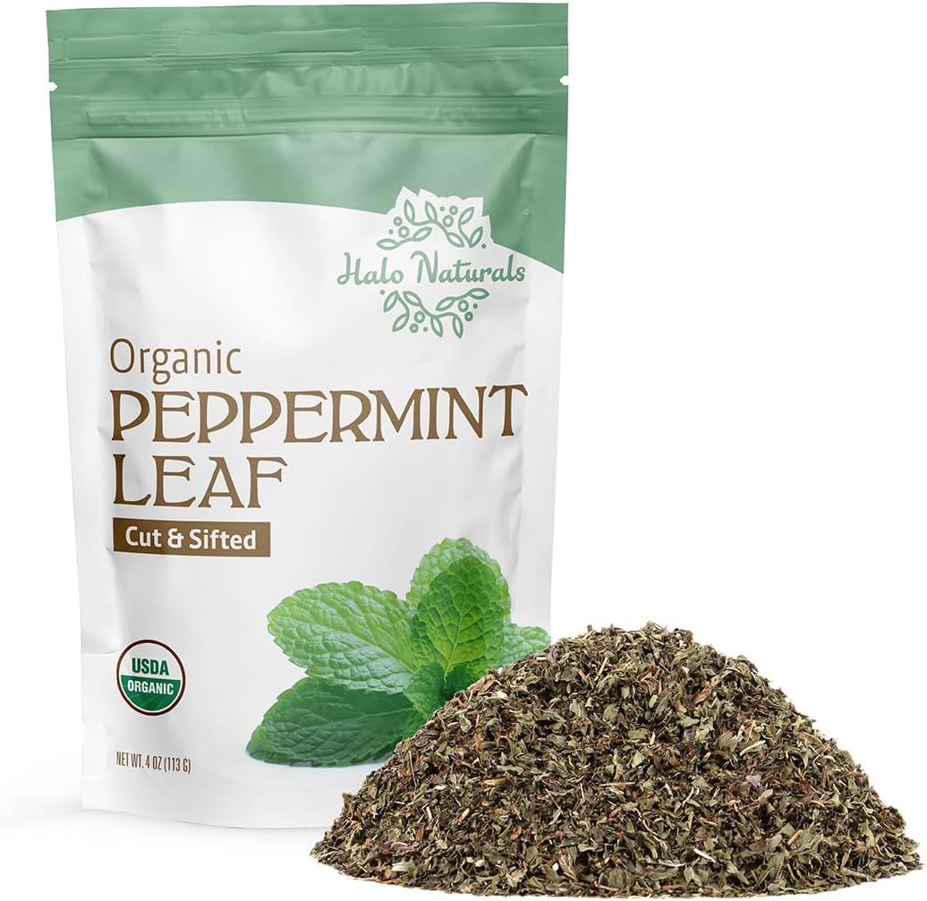Organic Peppermint Leaf Cut & Sifted, 4 Ounces (Mentha piperita) USDA Certified | Resealable Pouch| Packaged in The USA (Pack of 1)
