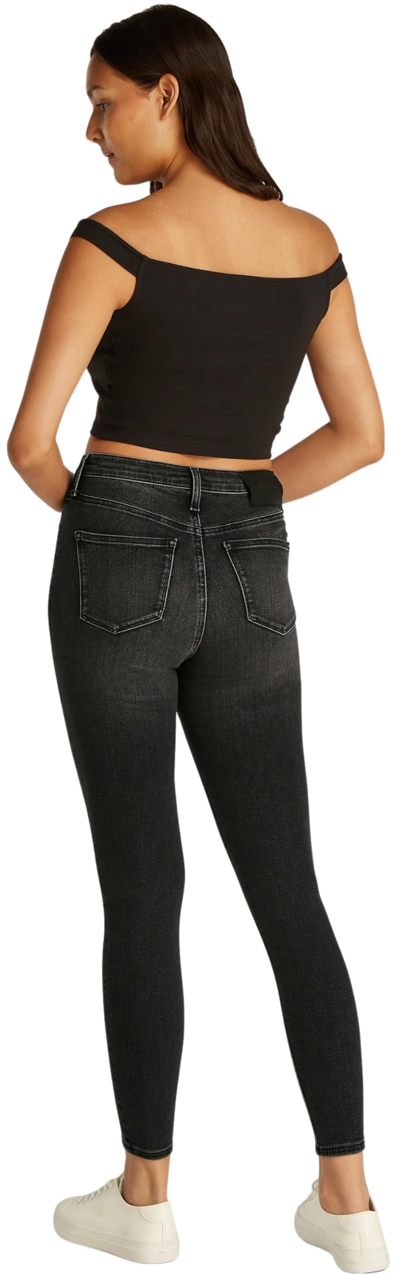 Calvin Klein Donna Jeans High Rise Super Skinny Ankle con Chiusura a Bottoni