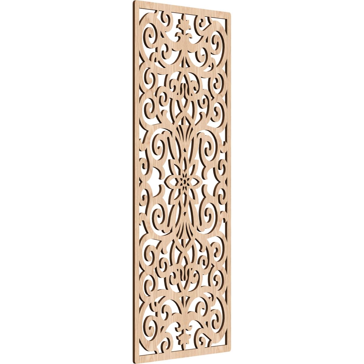 17 3/8"W x 44 3/8"H x 3/8"T Buel Decorative Fretwork Wood Wall Panels, Red Oak