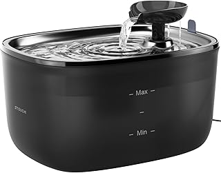 Cat Water Fountain,Super Quiet Stouchi Stainless Steel Cat Fountain 2.5L Cat Water Fountain for Drinking,LED Light,BPA Free with 2 Filters,Cat Dog Water Fountain Easy to Clean,Transparent Water Tank