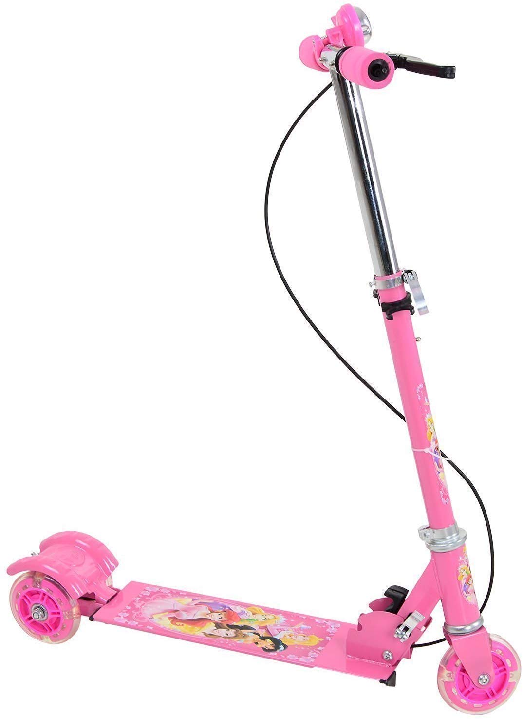DEKEANSHKA Foldable Kick Skating Cycle with Brake and Bell - Three Wheeled Metal Folding Skate Scooter with Light up Wheels and Height Adjustable Handlebar Break and Bell (Pink) (B0CVQMK6RX) Amazon Price History, Amazon Price Tracker