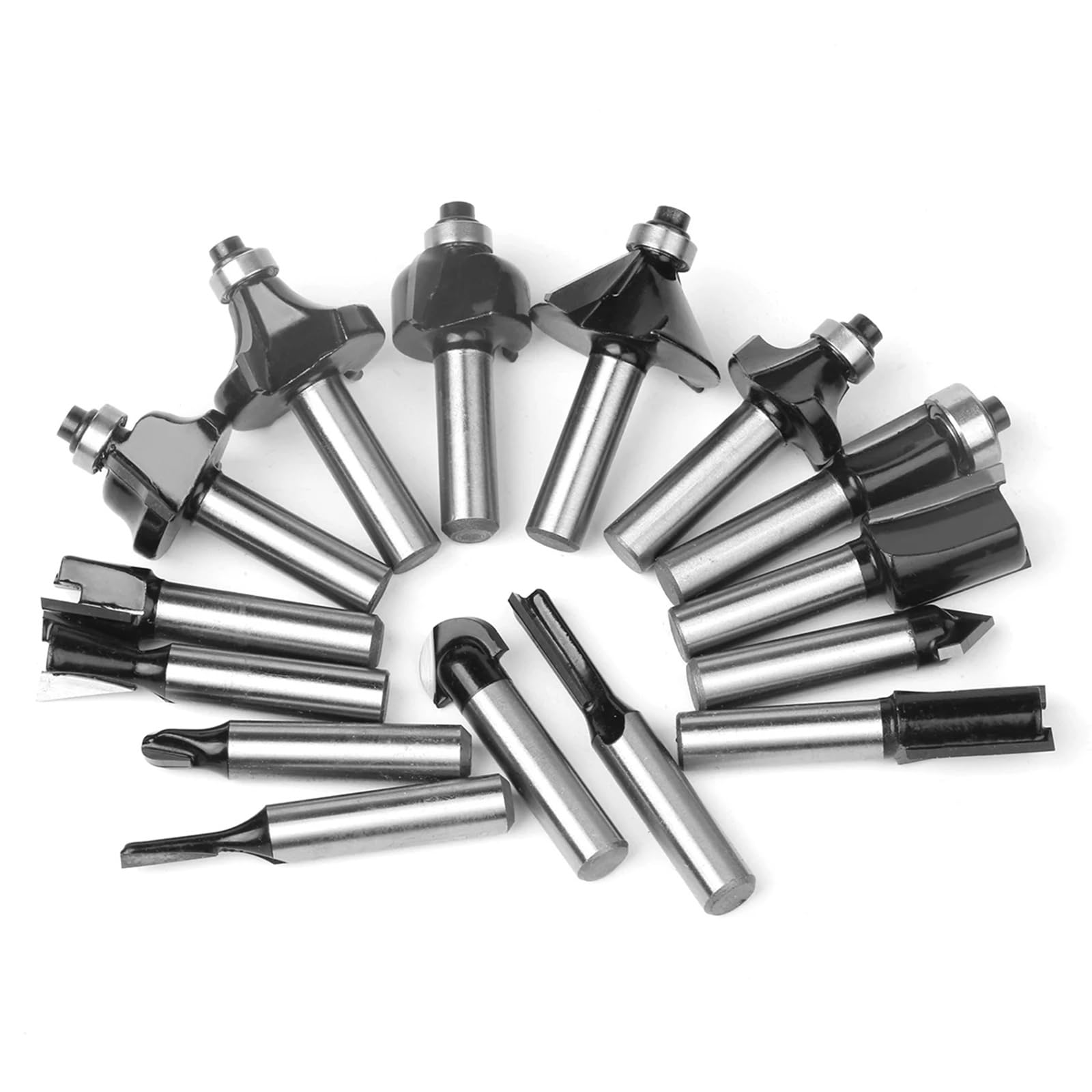 Frezy do frezowania wpustów, Zestaw frezów trzpieniowych ze stopu wolframu i kobaltu, 15 szt., trzpień 8 mm(15pcs No Box 8mm)
