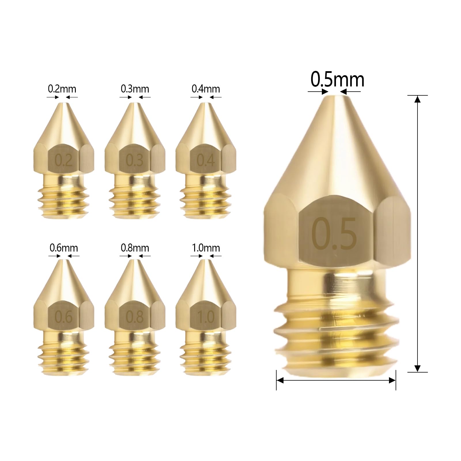 Zestaw 30 dysz do drukarki 3D Creality Ender 3, V2, V5, Ender 6 i CR-10 Series - zawiera 12 dysz 0,4 mm i dysz 0,2 mm, 0,3 mm, 0,5 mm, 0,6 mm, 0,8 mm i 1,0 mm do różnych zastosowań