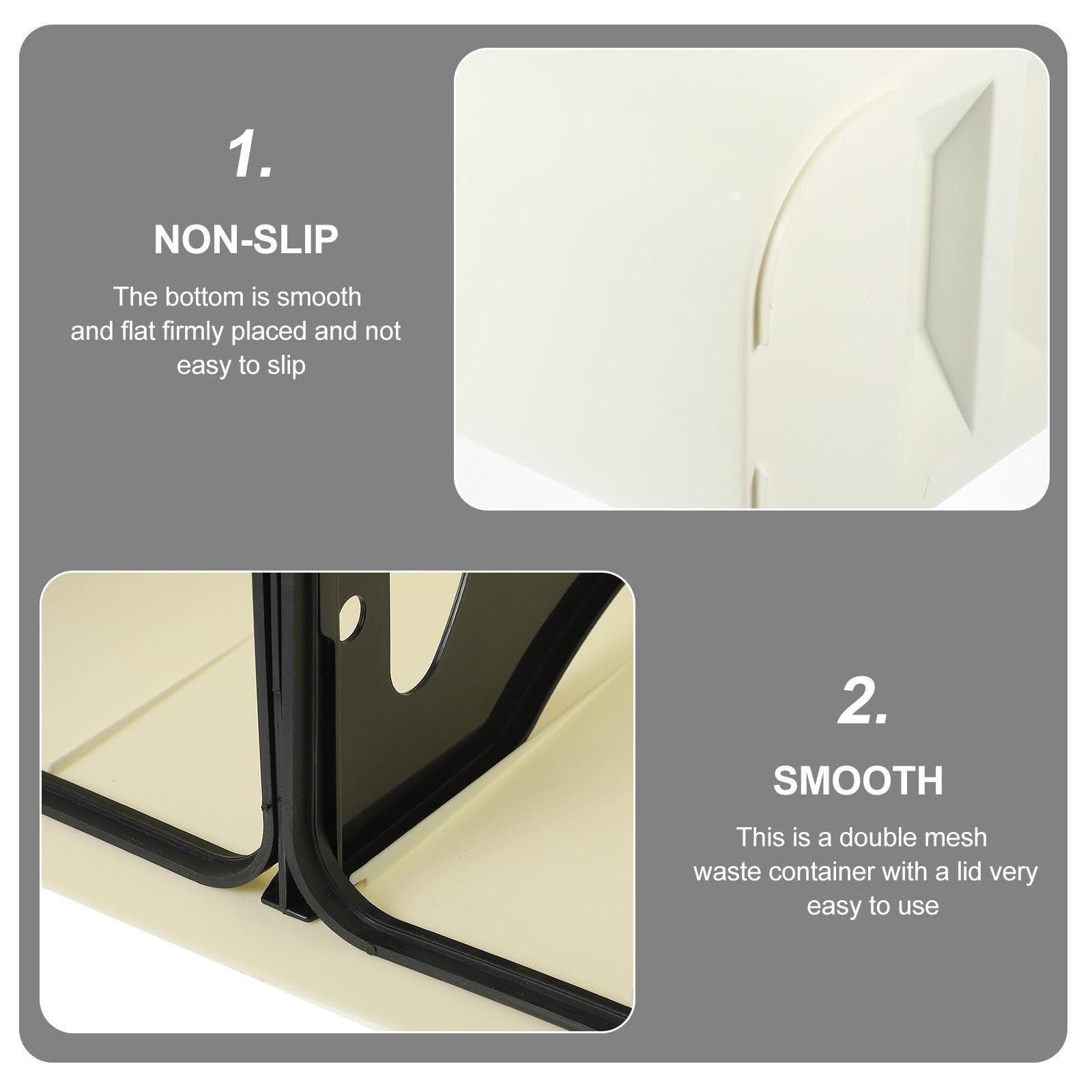 GANAZONO Doble Compartimento de Pp Blanco Diseño Simple y Versátil para Cocina y Hogar Tapa y Función de Pulsador