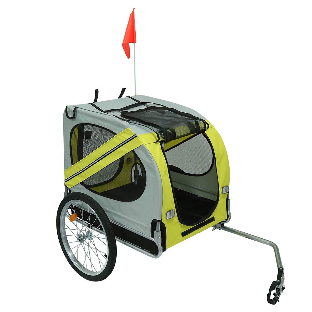 Fahrradanhänger, Fahrrad Anhänger für Hunde, Hundefahrradanhänger mit Reflektoren & Lleine, Hundebuggy, Fahrradanhänger Hunde Gefedert, Hundeanhänger für Fahrrad