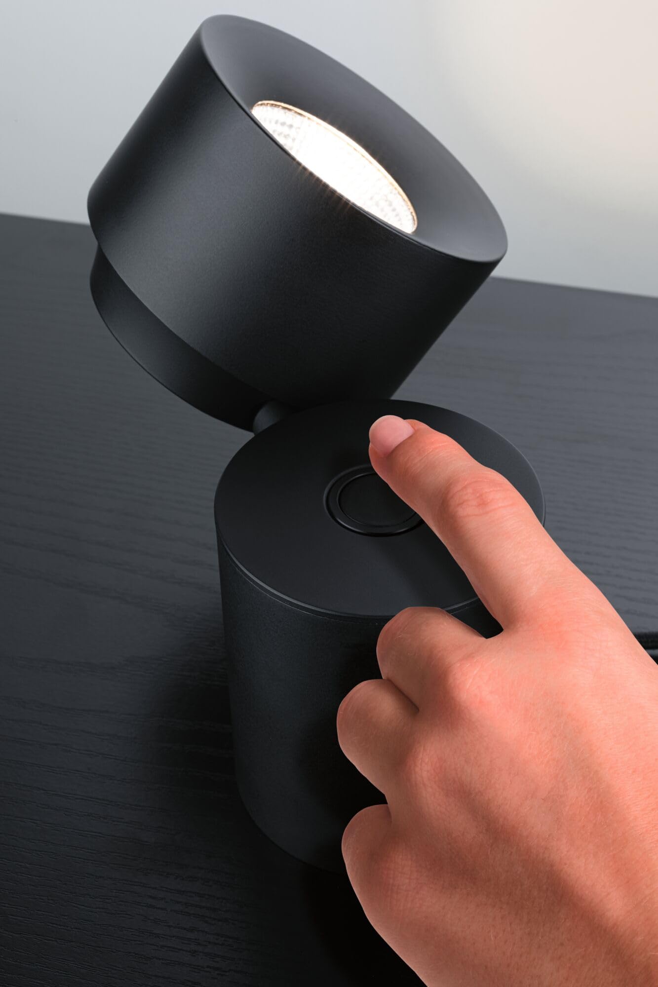 Paulmann 79776 LED Tischleuchte Puric Pane 3-Step-Dim incl. 1x3 Watt dimmbar Tischlampe Schwarz Metall, Kunststoff 2700 K
