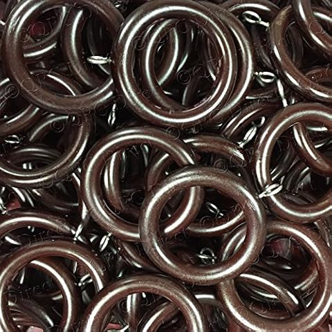 QPC Direct Extra Strong Unbreakable Curtain Rings for 28mm Wood Poles (Walnut, 24) Cover