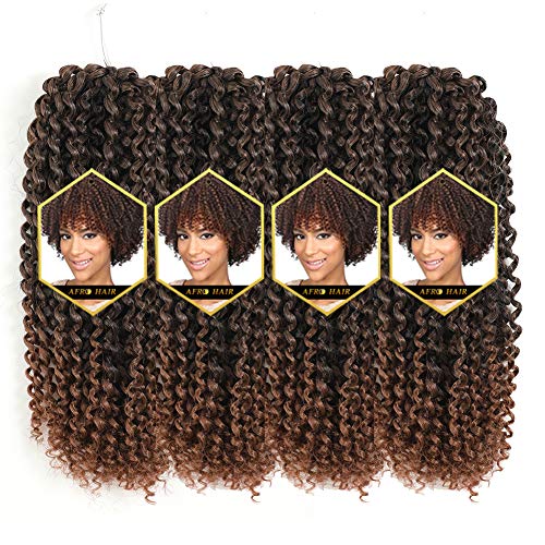 Afro 4 Packs 11 Inch Softbob Crochet Hair Jerry Curl Crochet Braiding Hair Afro Kinky Curly Twist Hair Kanekalon Synthetic Hair Extensions 24 Strands 45g/Pack (11" 4packs, T30#)