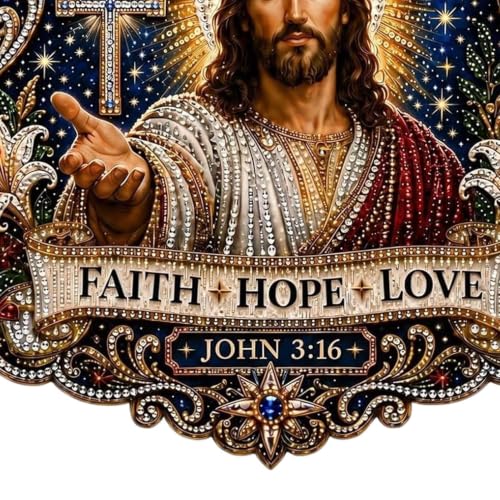 Kit de Pintura de Diamantina Jesucristo Qiwieod para pared y ventanas 7