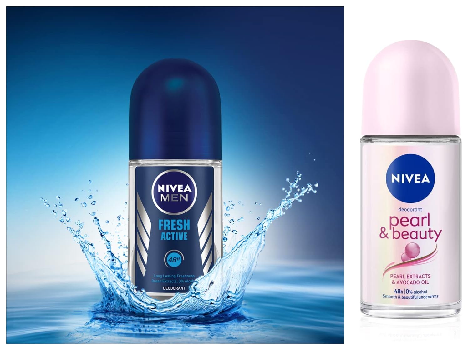 Nivea Deodorant Roll On, Pearl & Beauty for Men, 50ml And Deodorant Roll-On, Fresh Active Original for Men, 50ml-picture-40