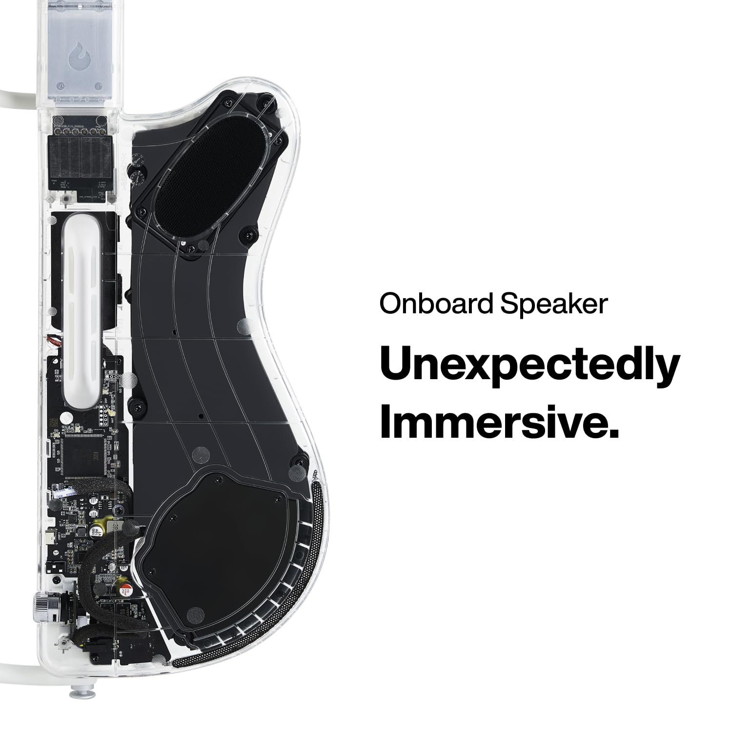 LAVA GENIE Guitarra inteligente sin cuerdas, sin cuerdas, cientos de preajustes de instrumentos, altavoz integrado, plegable, desmontable, negro, 30.5 pulgadas.