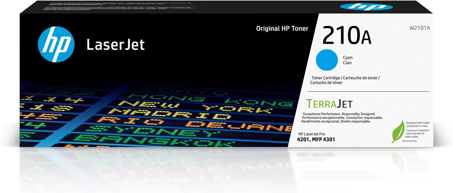 HP 210A Cyan Toner Cartridge | Works Color Laserjet Pro 4201, Color Laserjet Pro MFP 4301 Series | W2101A HP 210A Cyan Toner Cartridge | Works Color Laserjet Pro 4201, Color Laserjet Pro MFP 4301 Series | W2101A