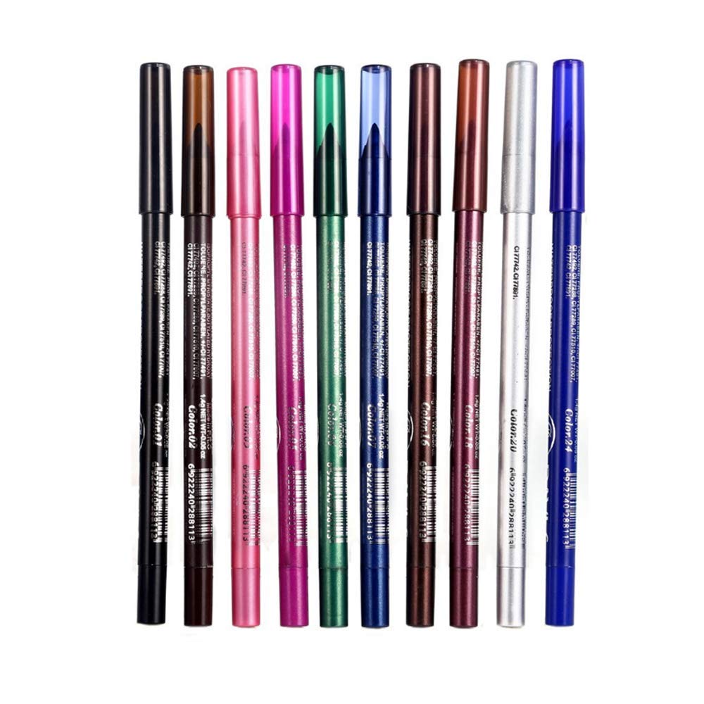 10 Pcs Colors Eyeliner Eye Shadows Pen Pearl Eyeliner Kit Metallic Eyeliner Pencil Glitter colorful Eyeliner Women Eye Liner Professional Eye Makeup Set