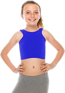Kurve Premium Girls Seamless Supersoft Sleeveless Crop Tank Top - Stretchy Bra, UV UPF 50+ (Made in USA)