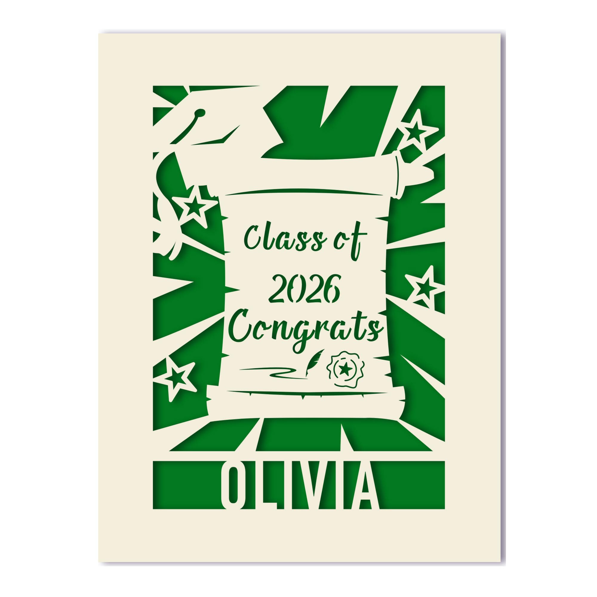 EDSG Personalized Graduation Cards Gifts Custom Class of 2026 Graduation Card Congrats Grad Laser Paper Cut Cards with Any Name for High School