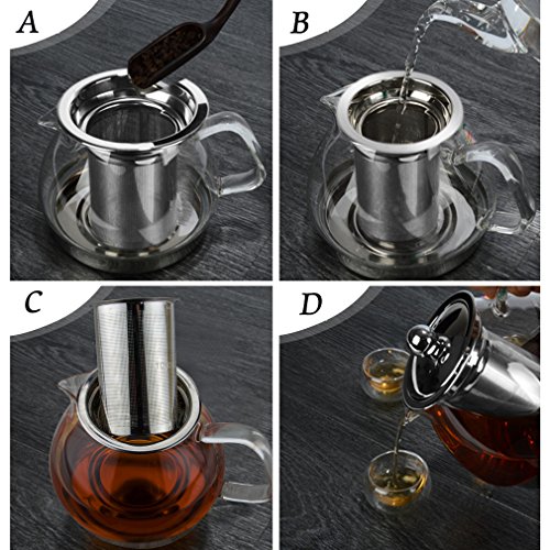TOYO HOFU Tetera a Prueba de Calor del Vidrio de Borosilicate del Vidrio Claro Alto con el Infuser, Olla de la Olla de… - Imagen 4