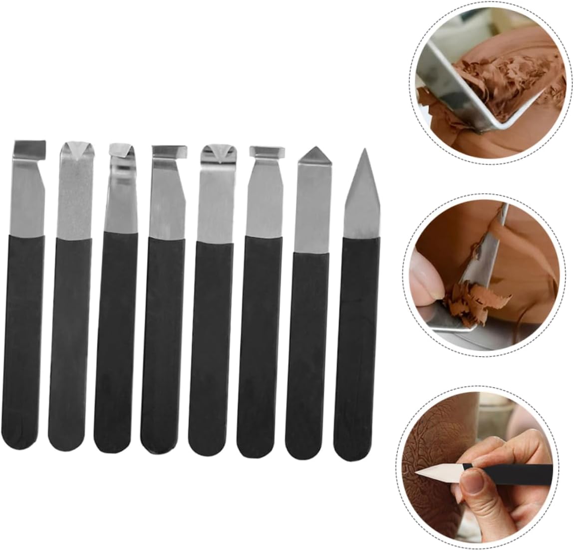 HAPINARY 8Pcs Pottery Carve Cutter Clay Sculpture Wax Sculpture Other Art Supplies Pottery Mug Making Tool Mug 8 Piece Set Pottery Tools Metal Carve Cutter Handle Making Cutter