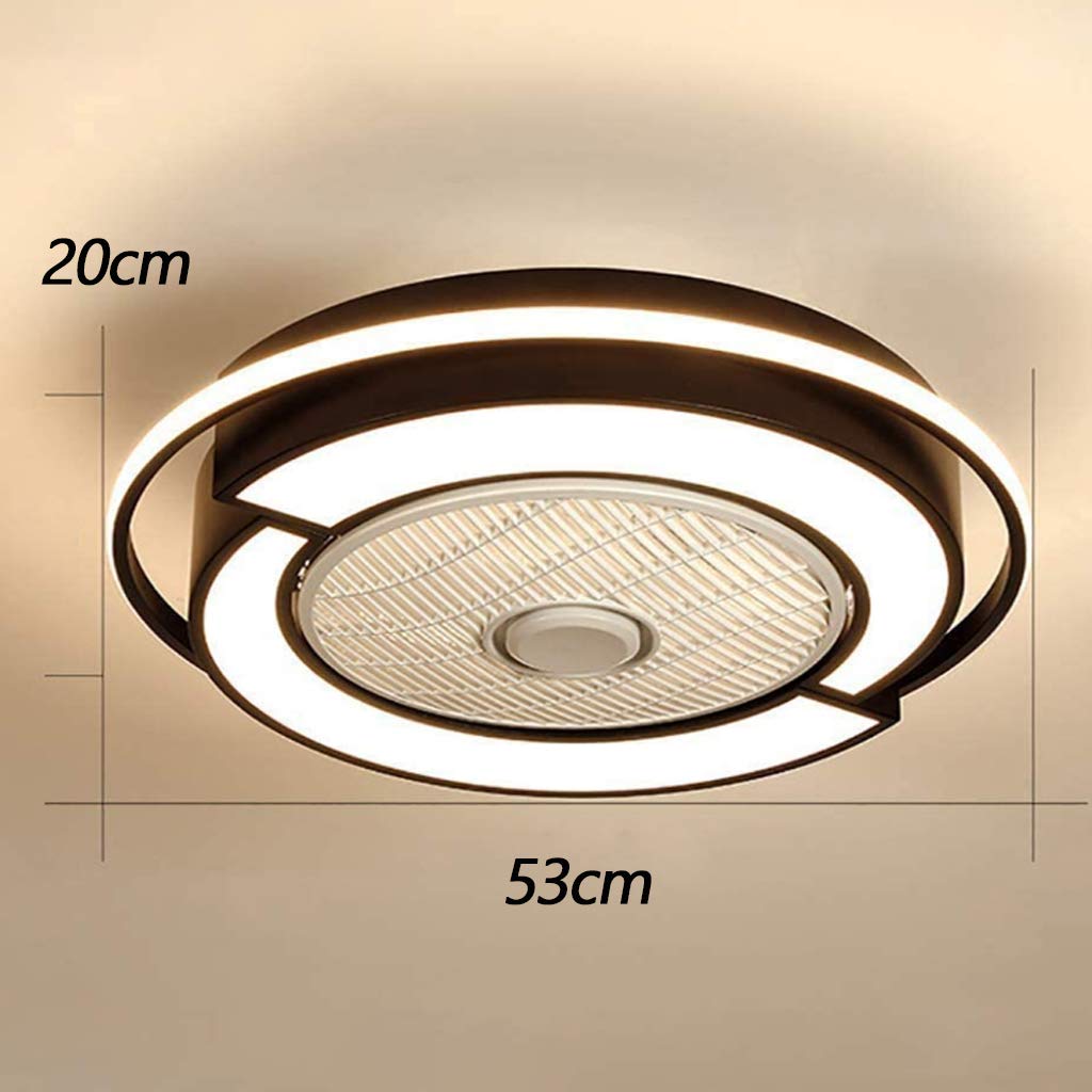 AIAO Ventilatore A Soffitto Con Luce LED 45W - Testa Oscillante 360°, Telecomando, Luci Dimmerabili A 3 Colori, Plafoniera Moderna Per Camera Da Letto E Soggiorno (Diametro 50cm, Pale Nere) - 2