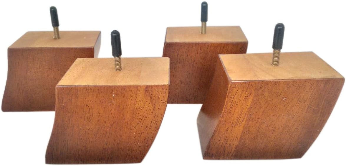 3.5" HQ Light Oak Square Tapered Wood Furniture Legs (Couch or Sofa), Set of 4