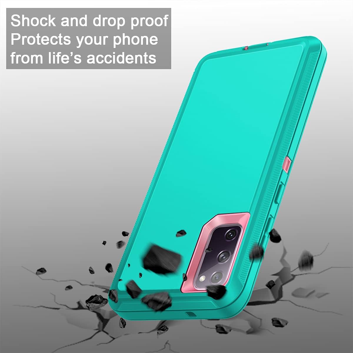 I-HONVA for Galaxy S20 FE 5G Case Shockproof 3 in 1 Full Body Protection [Without Screen Protection] Rugged Heavy Duty Durable Cover Case for Samsung Galaxy S20 FE 5G 6.5 inch 2020, Teal/Pink