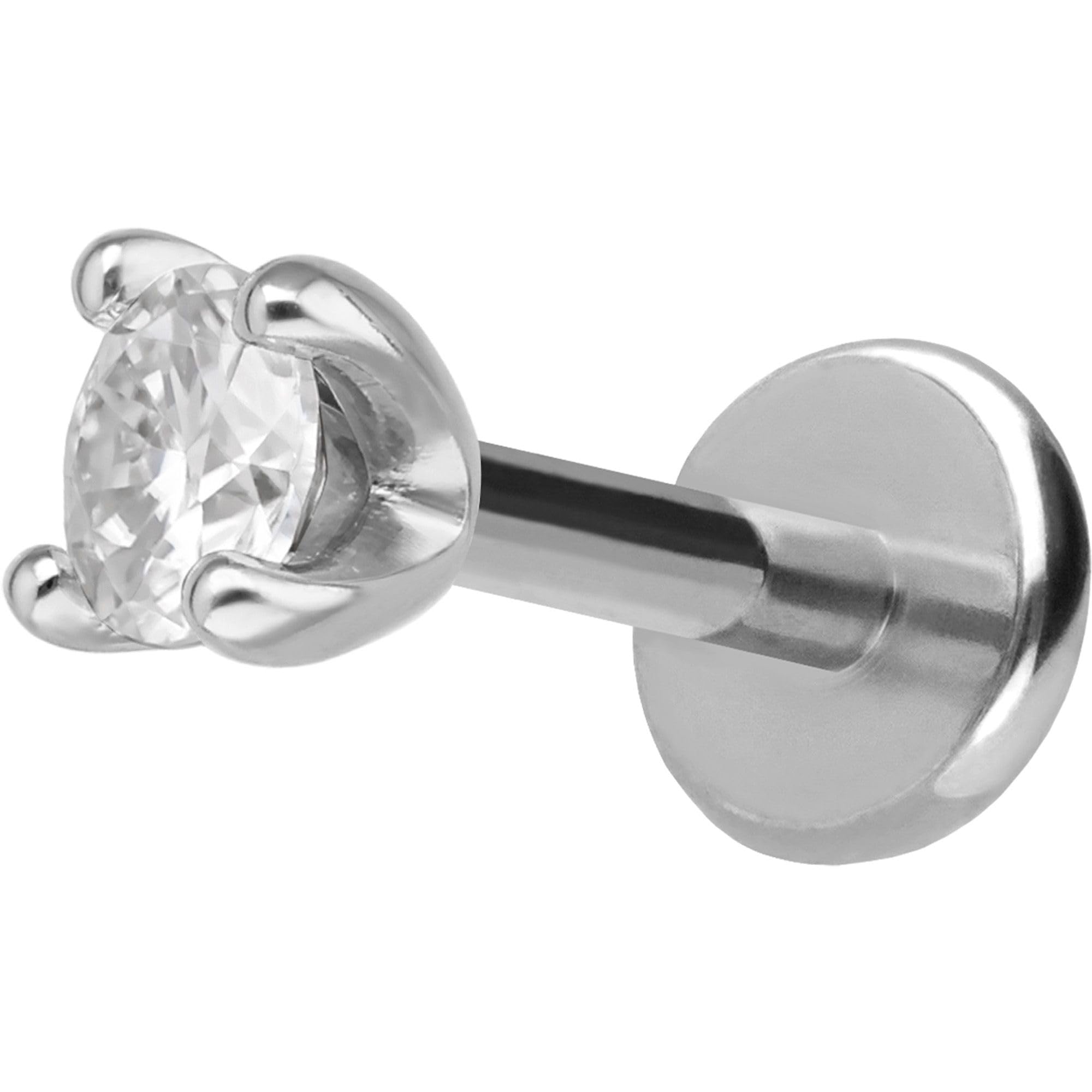 PIERCINGLINE Piercing Stecker Titan Labret mit Innengewinde + 925er Silber Aufsatz MOISSANIT - Goldfarben, Silberfarben
