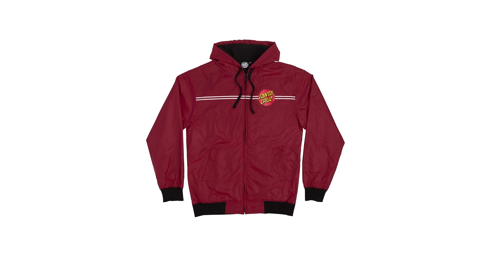 SANTA CRUZ Dot Hooded Windbreaker L/S Jacket Black Sm Mens