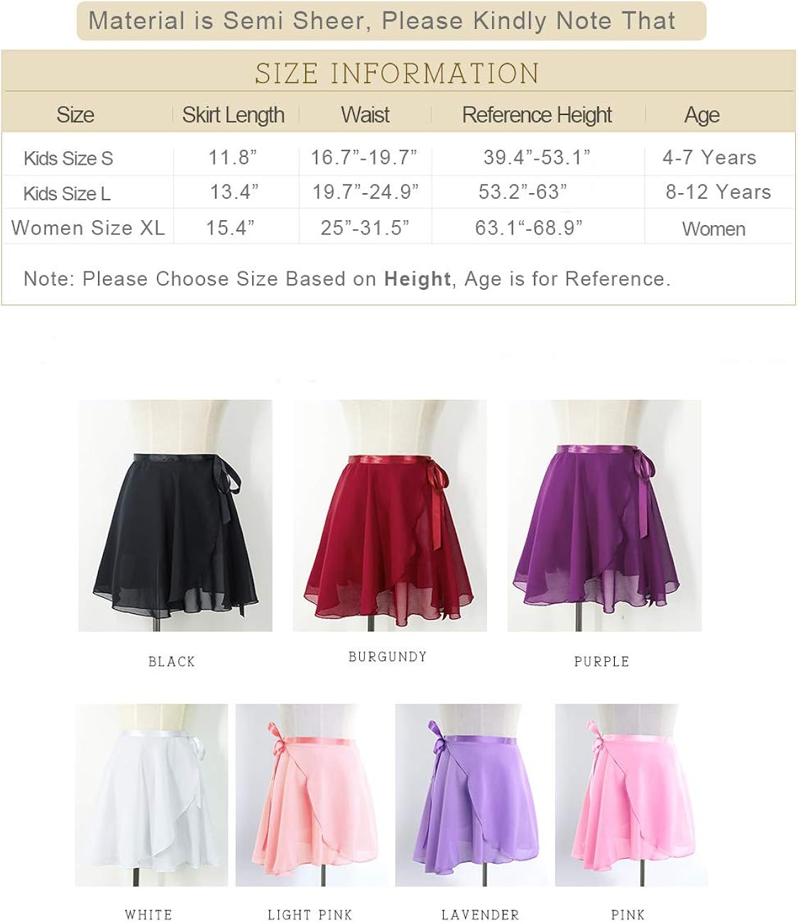 Daydance Girls Women Sheer Ballet Skirts Wrap Chiffon Over Scarf for Dancing: Clothing