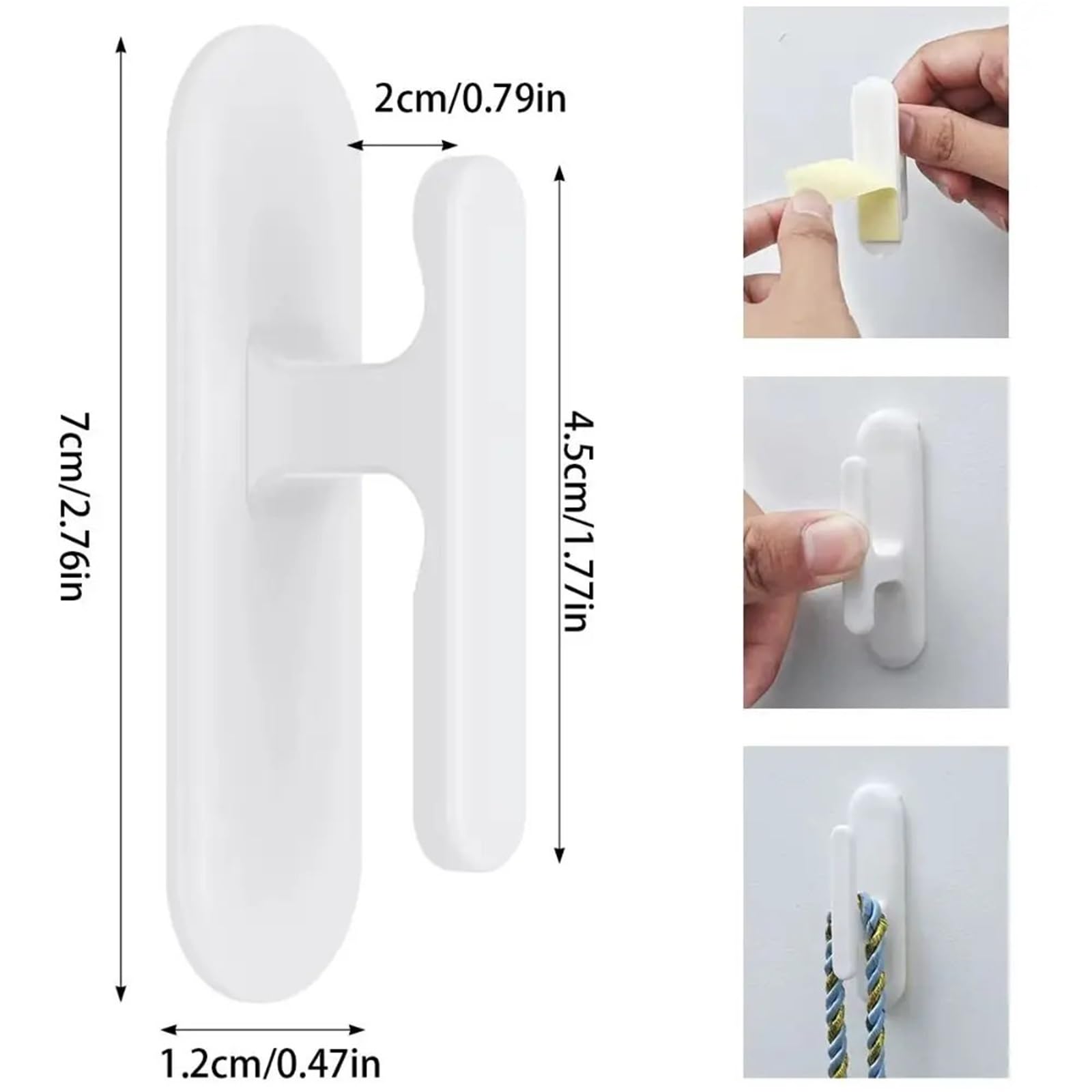 Lot de 4, 8 ou 10 enrouleurs Cordon Auto-adhésifs en Plastique Blanc for Rideaux fenêtre, Crochets for, sans Perforation, Support Corde à Tirer pour Rideaux(10Pcs)