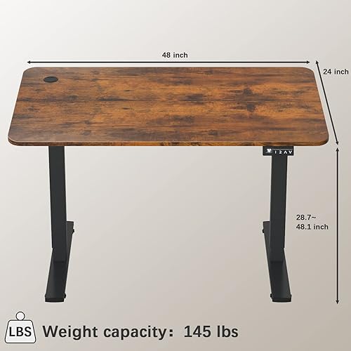Miniatura 6 de Furmax - Escritorio eléctrico de altura ajustable de pie grande de 48 x 24 pulgadas, escritorio de pie para oficina en casa, alturas prestablecidas,