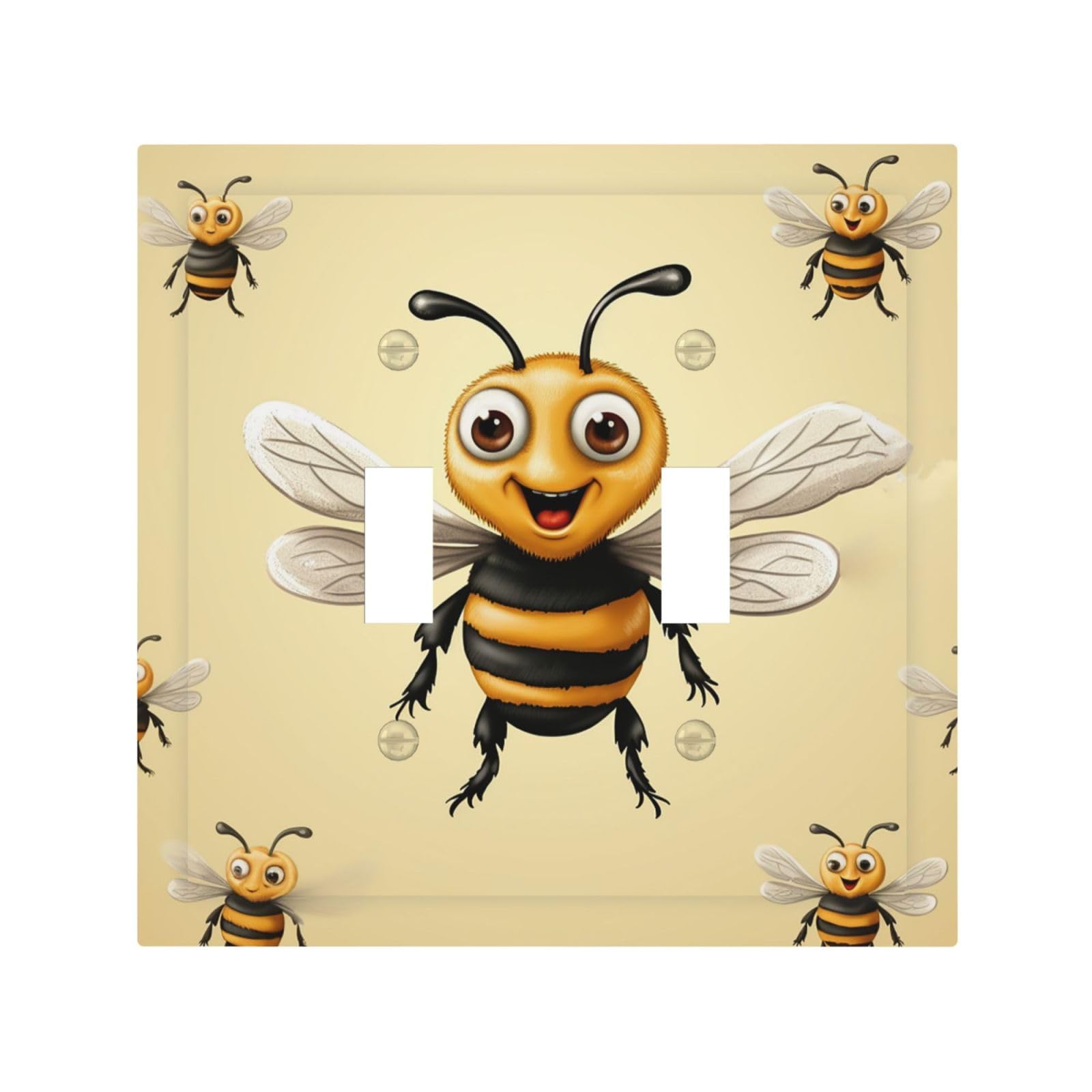 Decorator Double Toggle Light Switch Covers Honey Bee Wall Plate 2-Gang Mid Size 5" x 4.9" Double Toggle Switch Wallplate Decorative 2 Gang Wall Switch Plate Covers