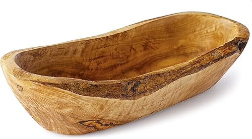 Forest Decor Juego de 2 cuencos decorativos de madera Cuenco de madera con forma de barco de 95 pulgadas para frutas Cuencos de madera de olivo